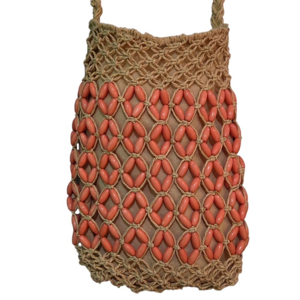 Haute Hippie NEW Mini Macramé Crossbody Bag w/Woven Open-net Beaded Design - Picture 2 of 9